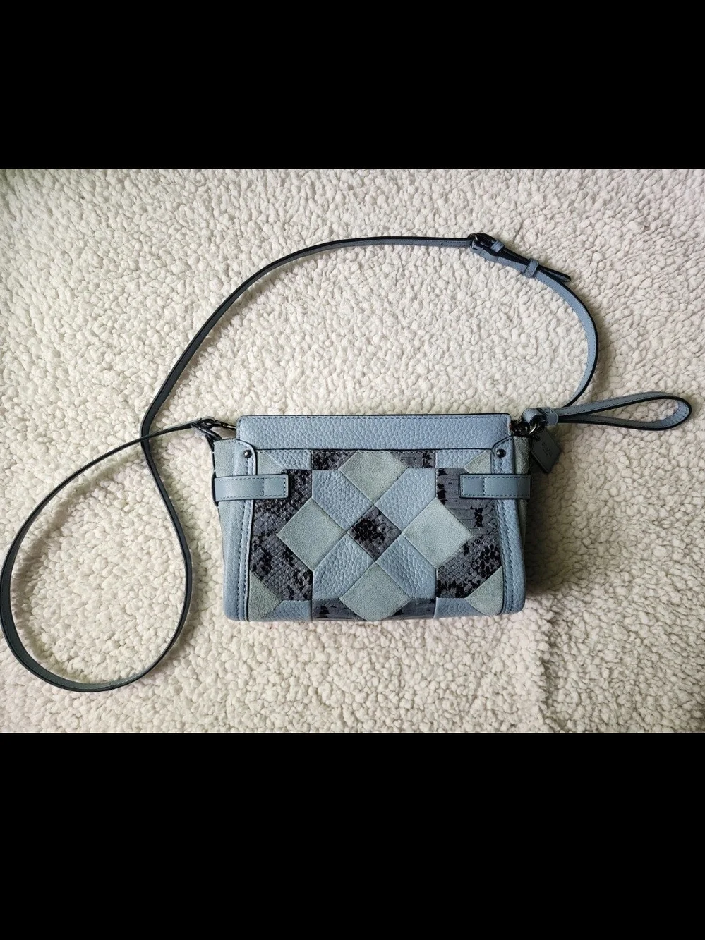 Coach Patchwork Crossbody Bag in Dusty Blue